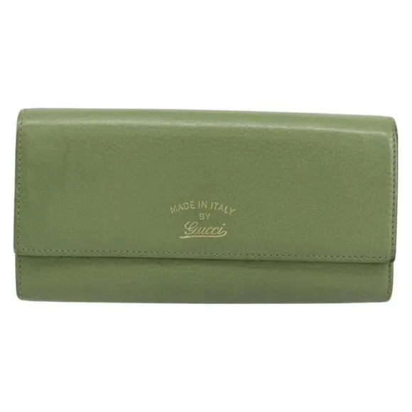 GUCCI Flora Continental Wallet Leather Green Wallets